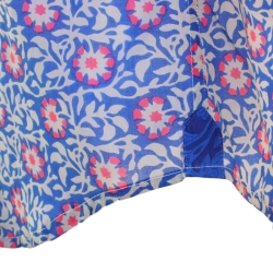 Chemise Homme Bleu Outremer Et Fleurs Roses
