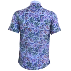 Chemise Homme Fleurs Blu Denim