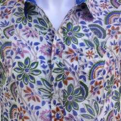 Chemise Homme Fleurs Blu Denim