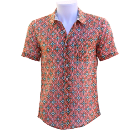 copy of Chemise Homme Imprimé Orange Et Rose