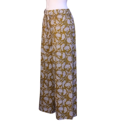 copy of Pantalon Large Femme Imprimé Kaki Et Bleu Aqua