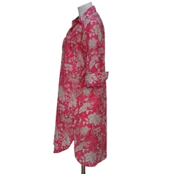 Robe Chemise Imprimé rose fleurs blanches