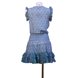 Robe Courte Mini Fleurs Vertes Et Rouges