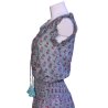 Robe Courte Motif Vert de Gris Et Rose